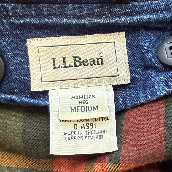 Vintage L.L. Bean cotton denim jean chore coat jacket lined collar women’s M - Picture 3 of 9